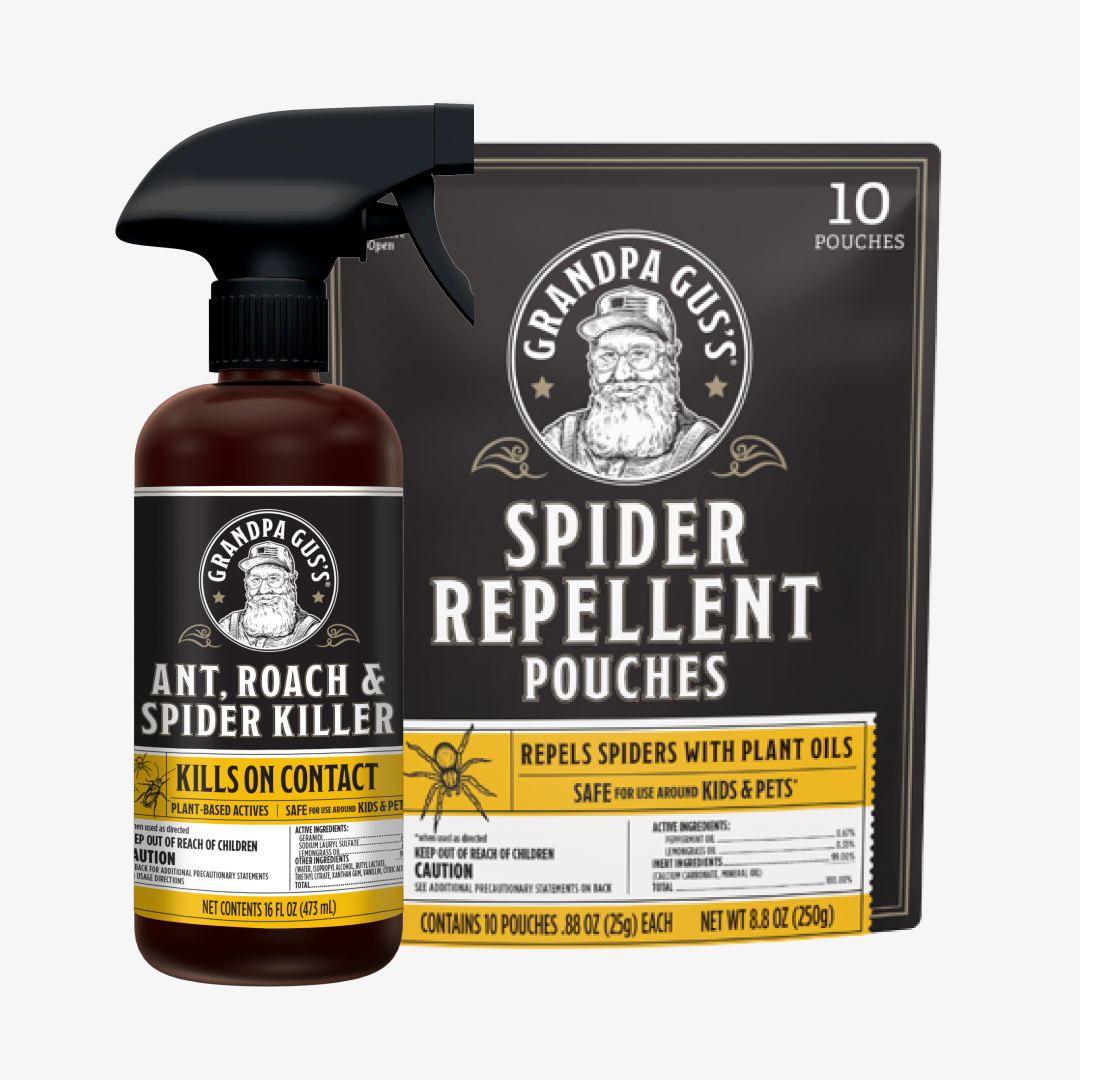plant safe spider killer Grandpa Gus Spider Solution Kit w/ 10pc Pouches & 16oz Spray