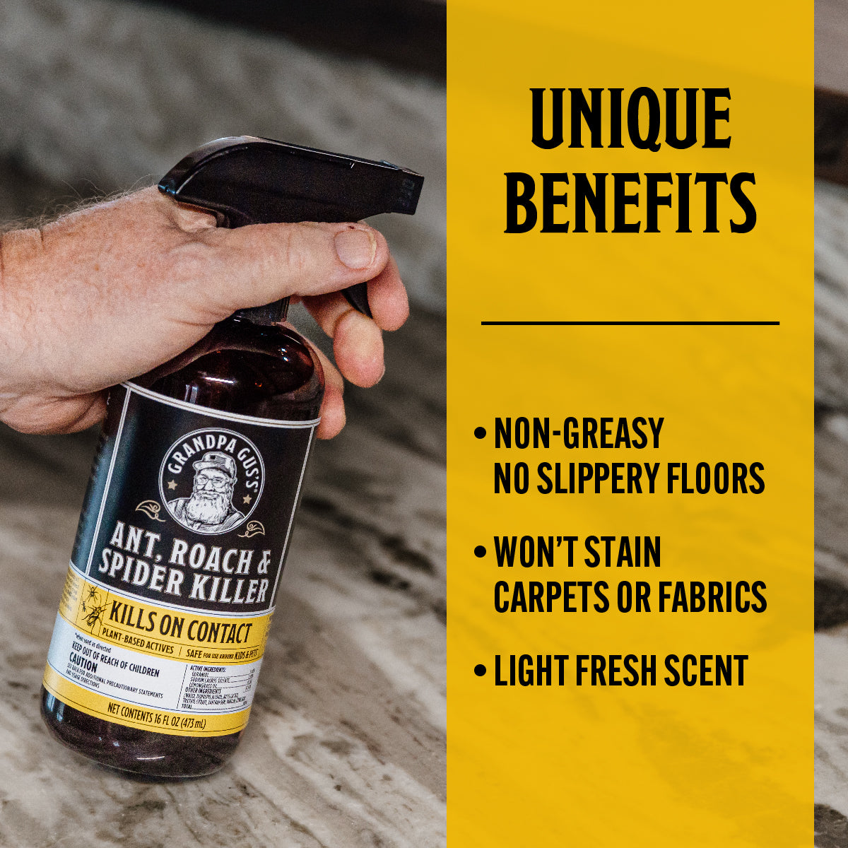 spider killer spray for plants Grandpa Gus's Natural Ant, Roach and Spider Killer Spray with Plant-Based Actives, 16 oz, Clear