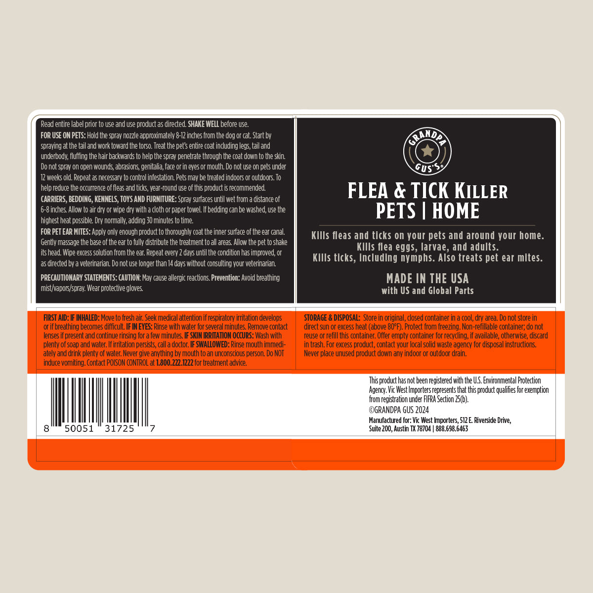 Flea & Tick Killer Spray for Pets & Home